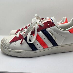 Adidas Superstar White Red Purple Neon Orange Rubber Toe Cap Recycled RARE W8.5
